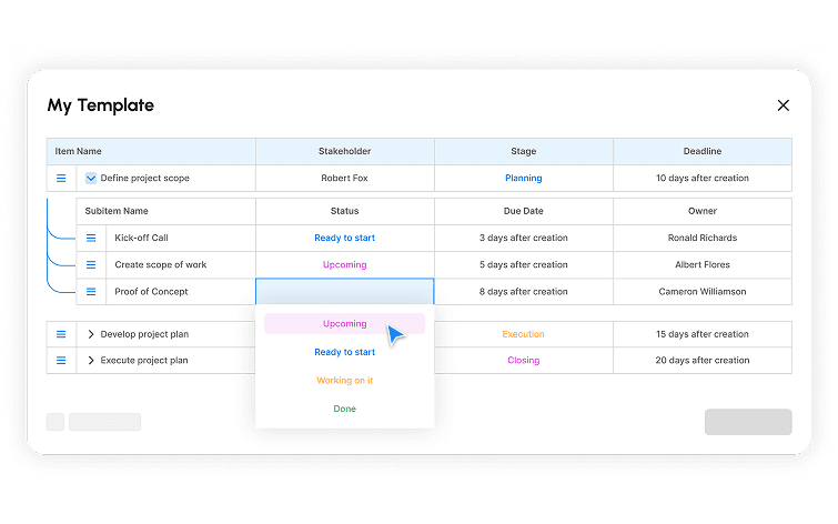 Editing a template in the Templify template editor